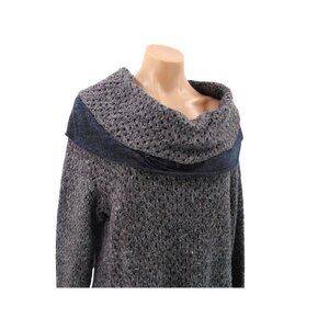 Soft Surroundings Gray Layered Look Cowl Sweater Size 1X Heather Lined Lagenlook
